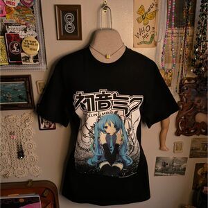 Vocaloid Hatsune Miku Graphic T-Shirt Women's Small/Medium Black Y2K